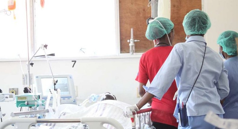 File image of nurses attending to a patient at a Kenyan hospital