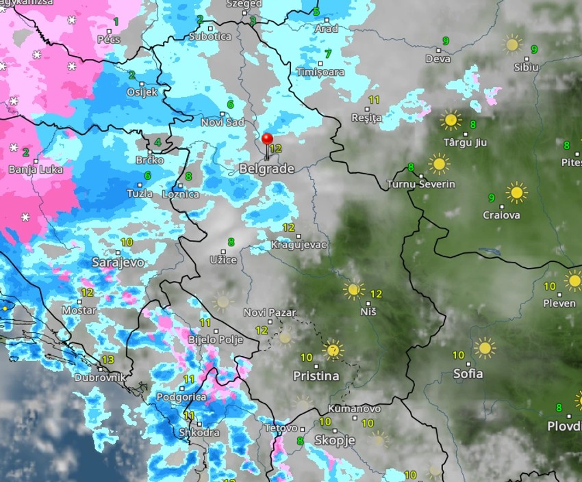 Oblaci nad Srbijom u 15 sati 