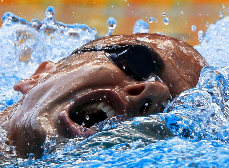 Pizzetti of Italy competes in the men's 800m freestyle heats at the European Swimming Championships in Budapest