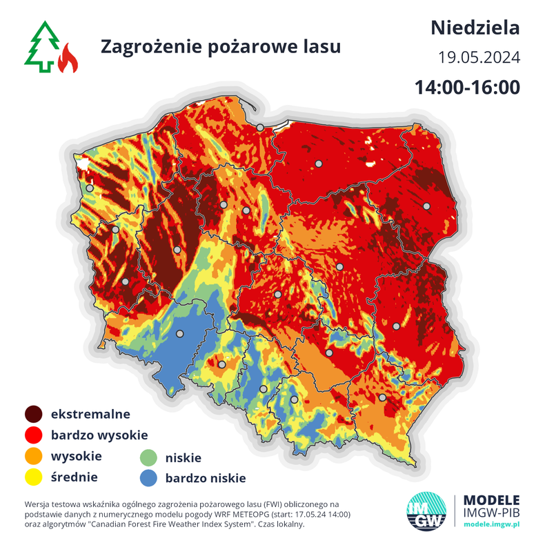 W niedzielę sytuacja pożarowa może ulec nieznacznej poprawie