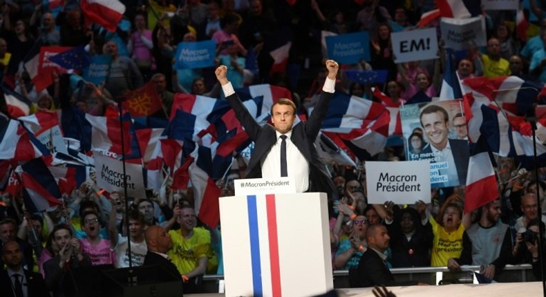 Emmanuel Macron told crowds in Paris his presidency would bring hope and courage