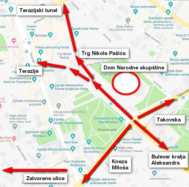 Detaljna Mapa Za DoČek Zatvaraju Se Ulice U Beogradu Ukidaju Linije