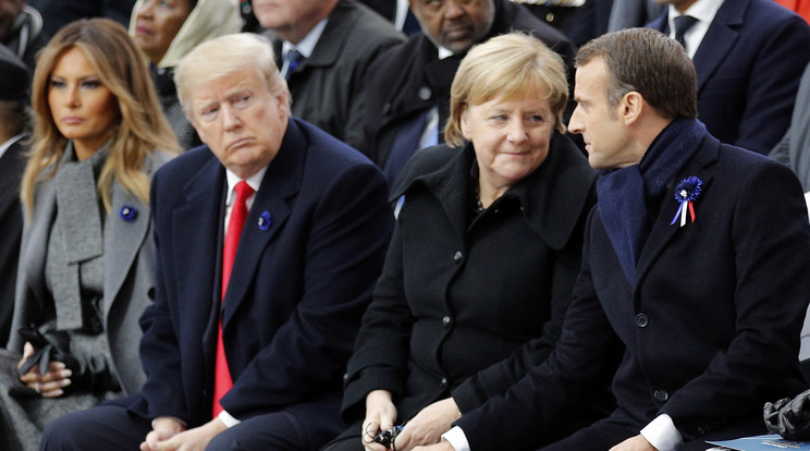 Donald Trump, Emmanuel Macron, Angela Merkel /Fotó: MTI/EPA-FRANCOIS MORI