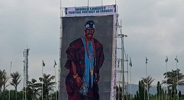 Bola Tinubu’s portrait breaks record as the largest portrait on canvas ever made