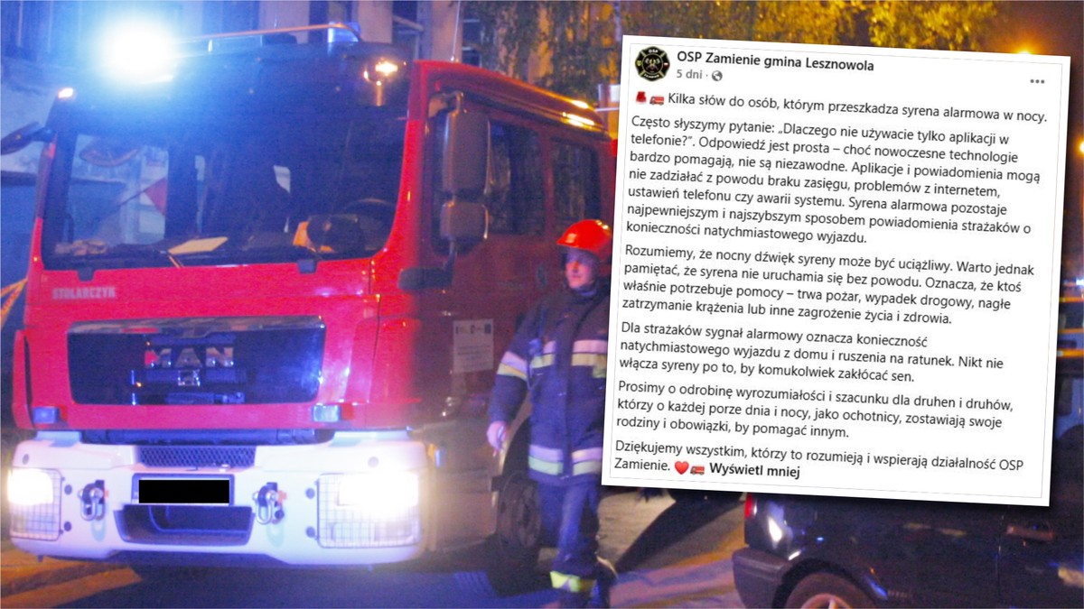 Afera o syreny OSP. "Przepisy nie nakazują wycia". Miażdżąca riposta strażaków