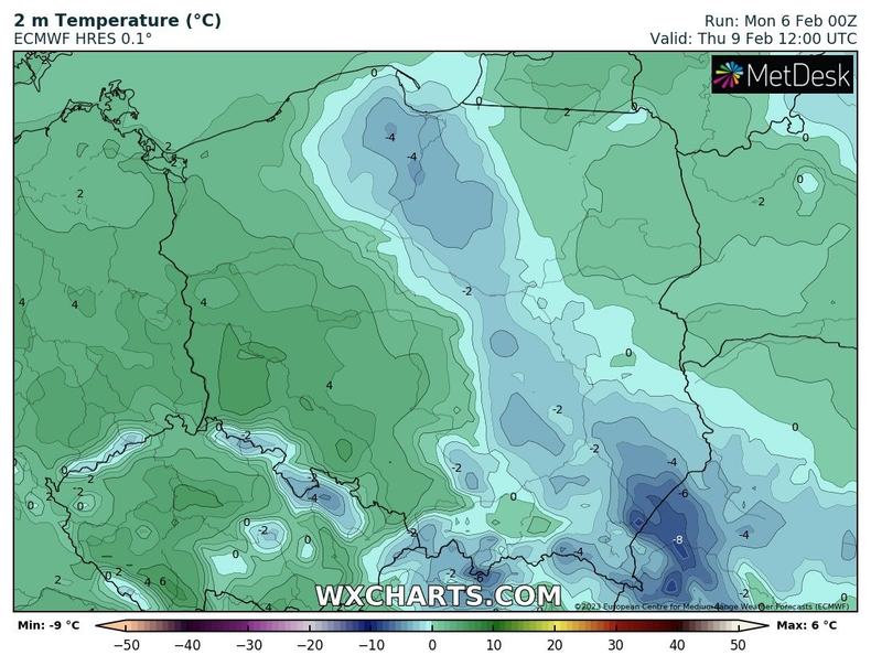 Im dalej na wschód, tym większa szansa na całodobowy mróz