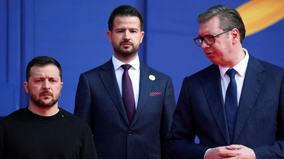Zelenski i Vučić zajedno sa crnogorskim predsednikom Jakovom Milatovićem prisustvovali su Samitu Ukrajine i zemalja Jugoistočne Evrope u Tirani 2024. | Foto: REUTERS/Florion Goga/File Photo