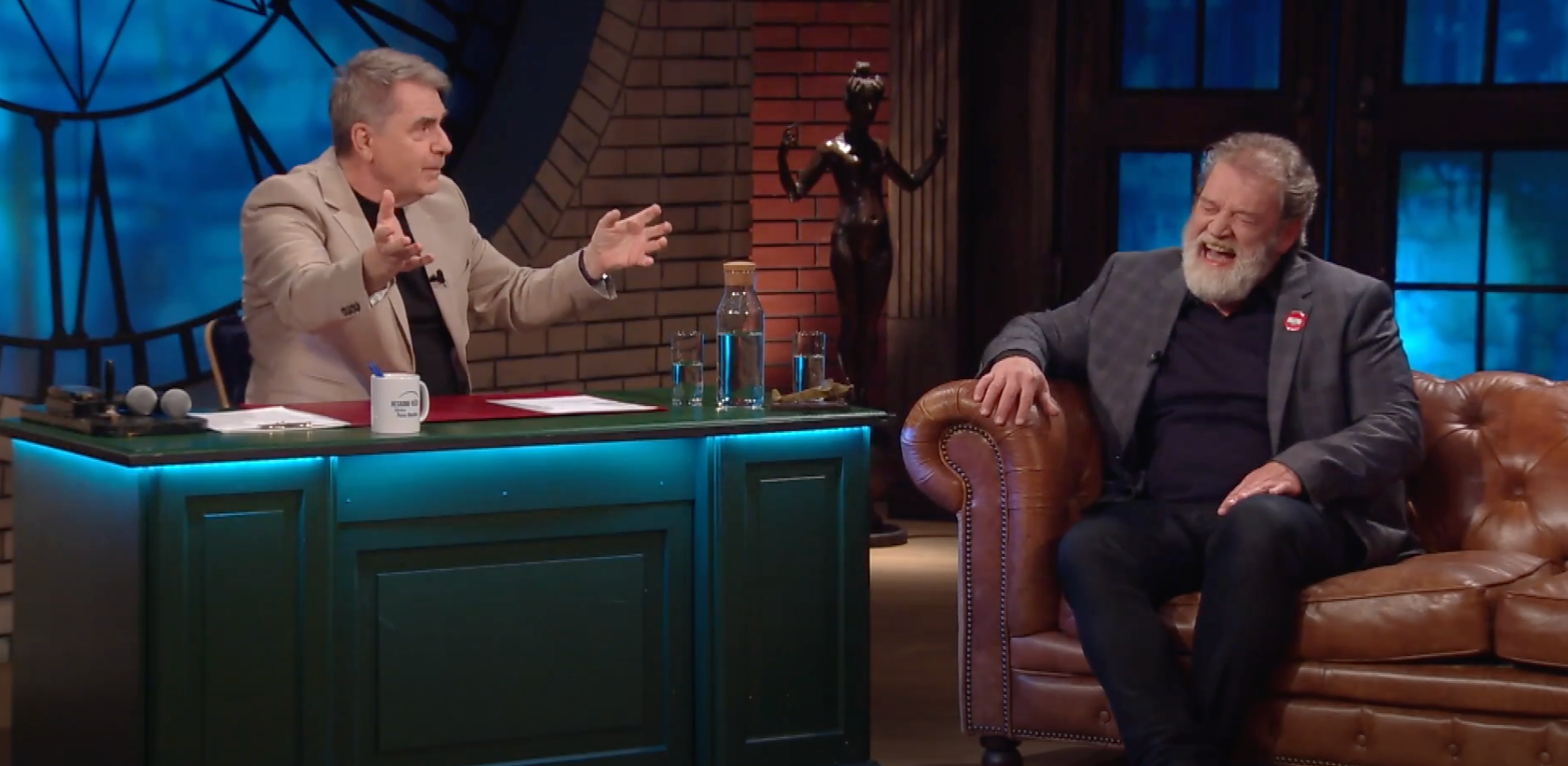 Peter Marcin a Michal Ďuriš v talkšou Neskoro večer.