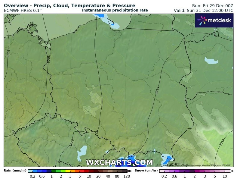 Sylwester zapowiada się na ogół bez opadów