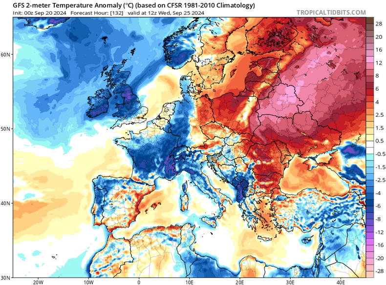 W przyszłym tygodniu duże różnice w temperaturze nad Europą się utrzymają