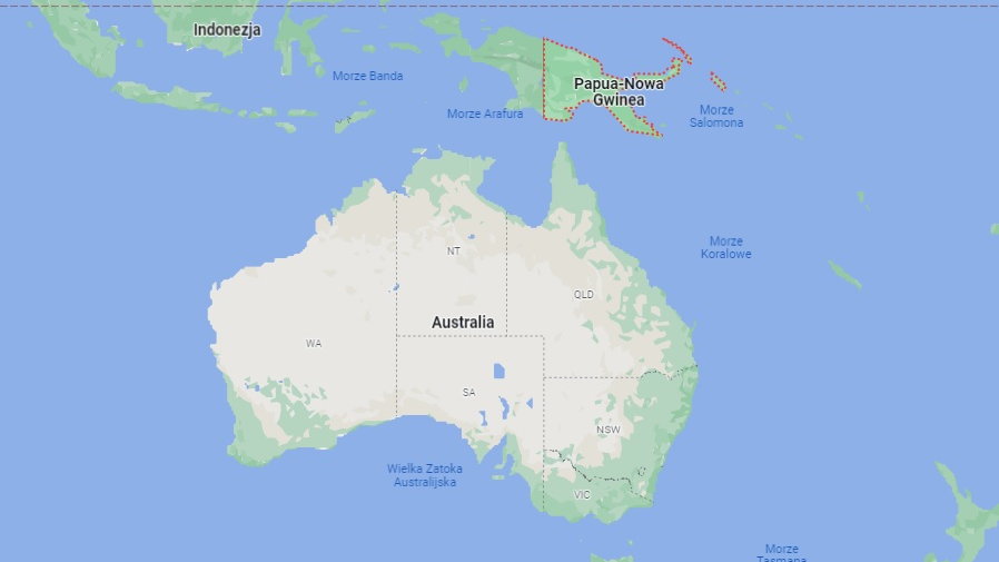 Położenie Papui-Nowej Gwinei na mapie