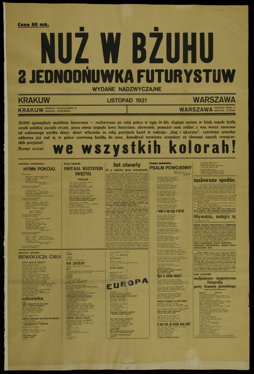 "Nuż w bżuhu : 2 jednodńuwka futurystuw" (listopad 1921)