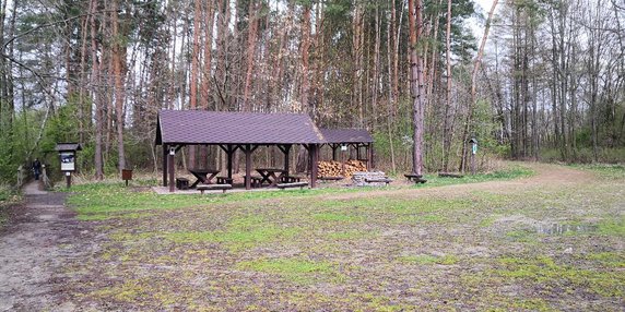 Polana z miejscem na ognisko na ścieżce Spławy