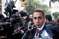 5-Star Movement leader Luigi Di Maio speaks to journalists as he arrives at the Link Campus Universi