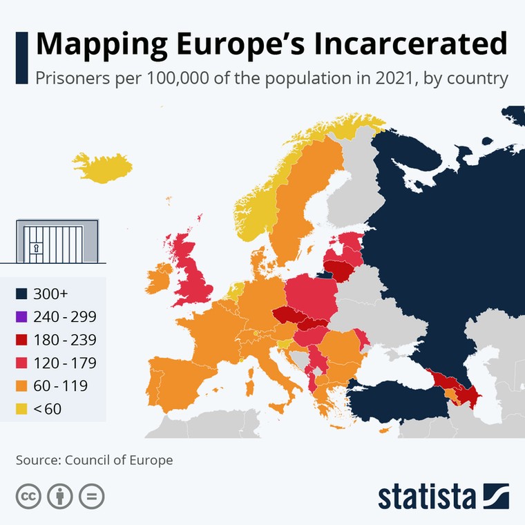 Wskaźnik osadzonych w krajach Europy