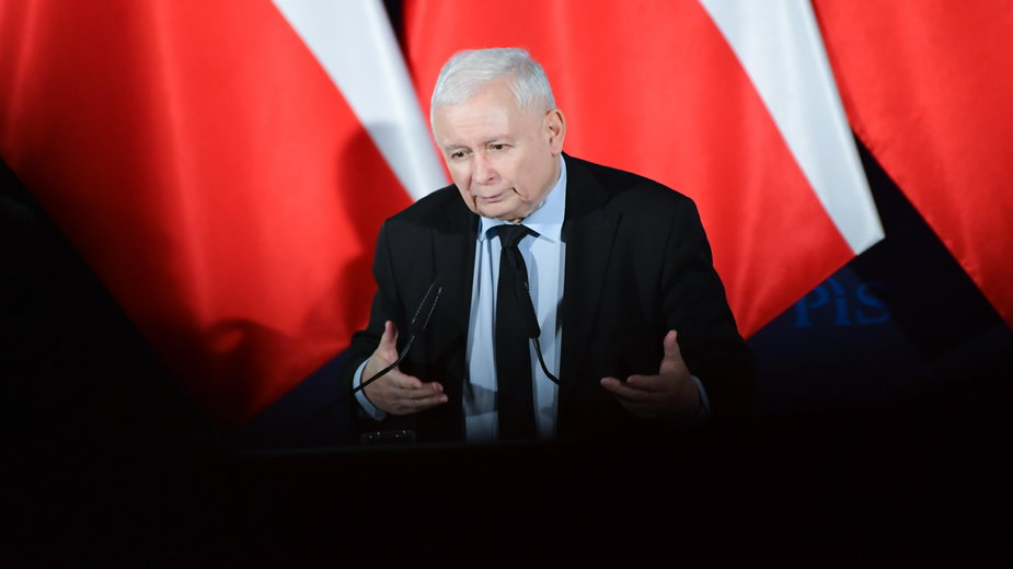 Prezes PiS Jarosław Kaczyński podczas spotkania z mieszkańcami Siedlec