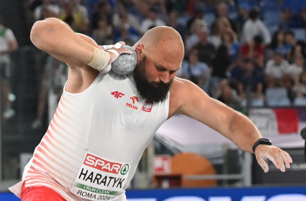 Michał Haratyk w finale pchnięcia kulą podczas lekkoatletycznych mistrzostw Europy w Rzymie