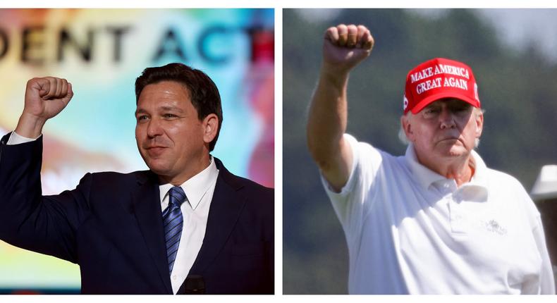 Florida Gov. Ron DeSantis; former President Donald Trump.Getty Images