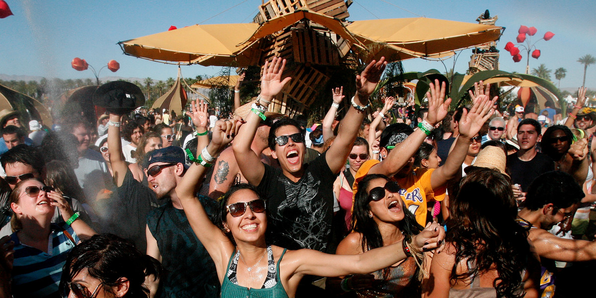 Concertgoers at the Coachella Music Festival in Indio, California.