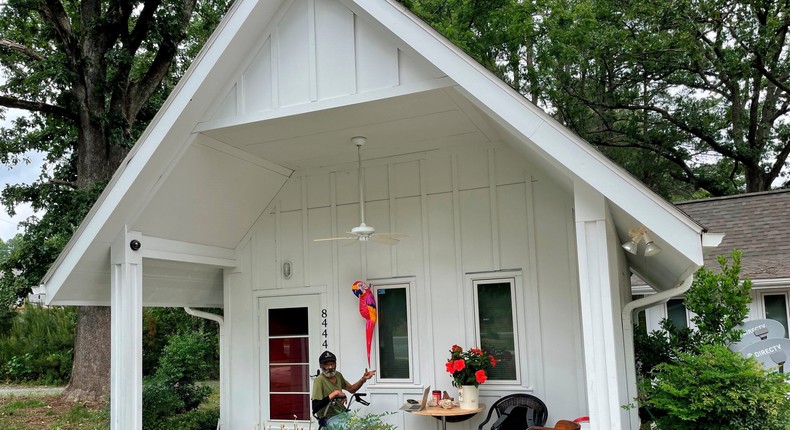 Tiny homes are being built on spare church land for people like Nathaniel Pee Wee Lee, who lives in a unit at the Episcopal Church of the Advocate in Chapel Hill, North Carolina.