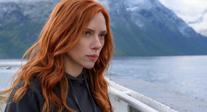 Scarlett Johansson as Natasha Romanoff in Black Widow.
