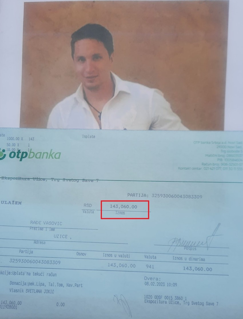 Novac prikupljen za Božićevo lečenje uplaćen mladiću iz Bajine Bašte