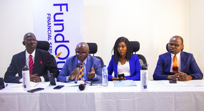 L-R: Executive Director and Chief Operating Officer, Mr. Bisi ONI; Managing Director and Chief Executive Officer, Mr. Abiodun AKINJAYEJU; Head, Brand Communication & Customer Experience, Ms Joan Oghosa EDIAGBONYA; Head, Operations & Management Services, Mr. Kunle ADELABU at the Media Briefing