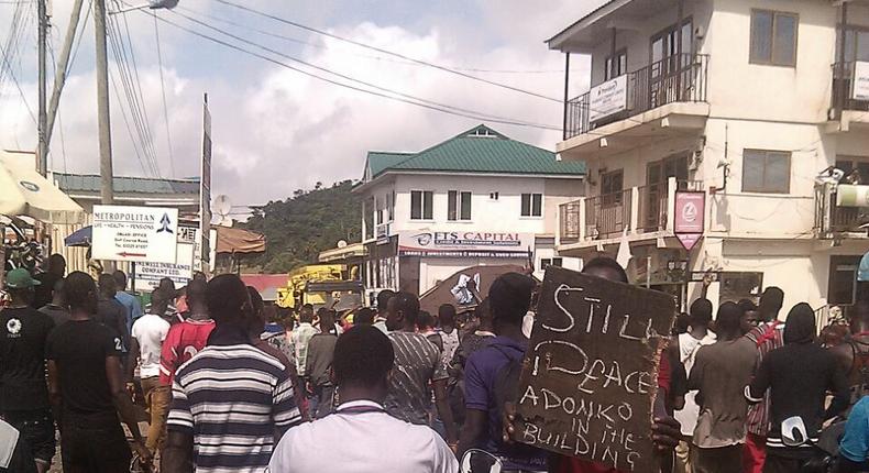 Some of the illegal miners took the streets on Wednesday