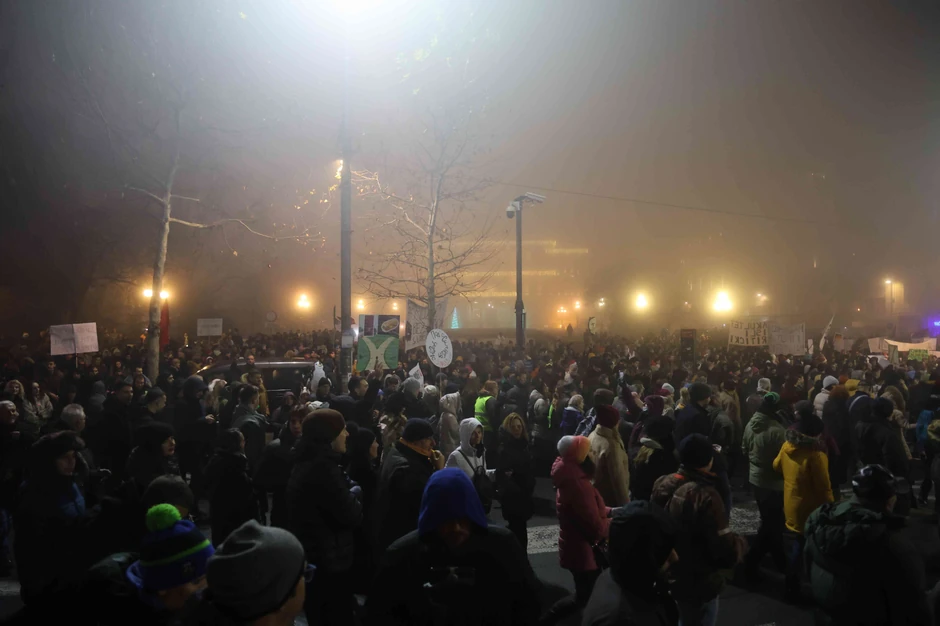 Protest u Beogradu tokom novogodišnje noći 