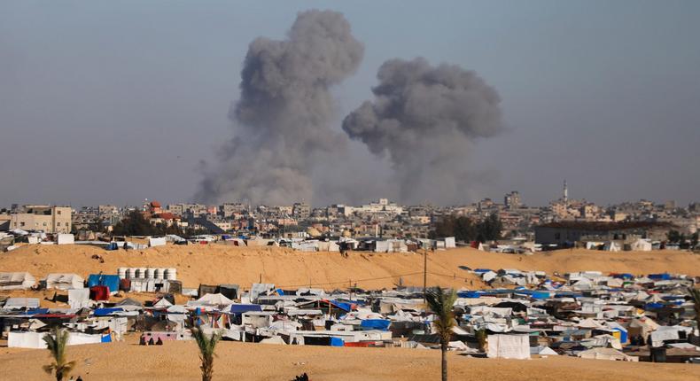 Smoke rising following an Israeli airstrike east of Rafah, Gaza Strip, on May 6, 2024.AP Photo/Ismael Abu Dayyah