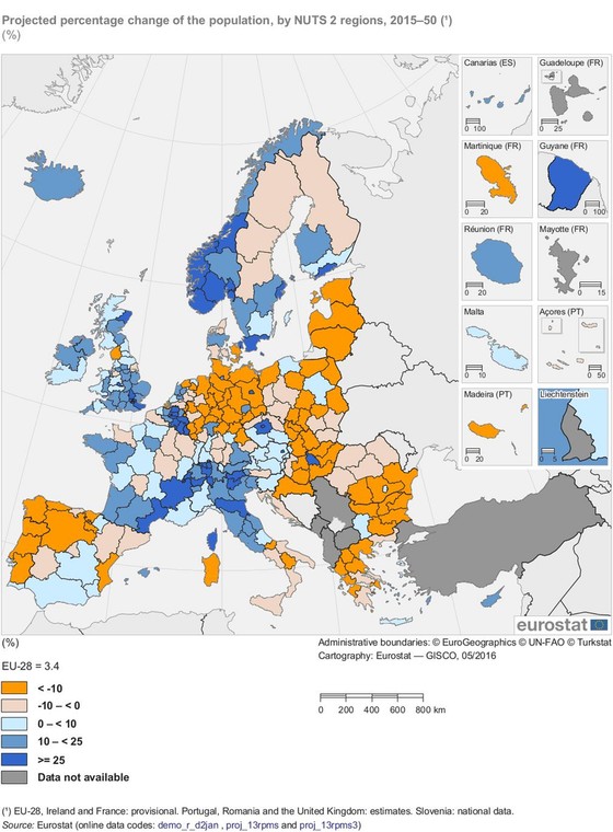 Wyludnienie Europy - Źródło Eurostat
