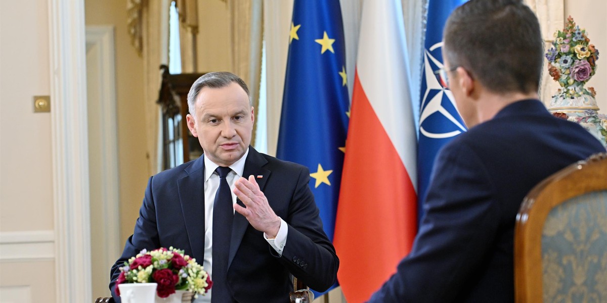 Prezydent Andrzej Duda w rozmowie z Michałem Wodzińskim