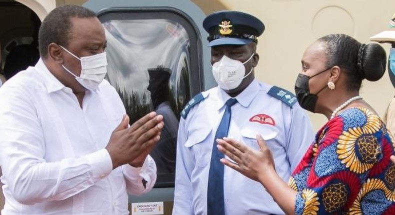 President Uhuru Kenyatta and Nyeri Deputy Governor Caroline Karugu at  a past event