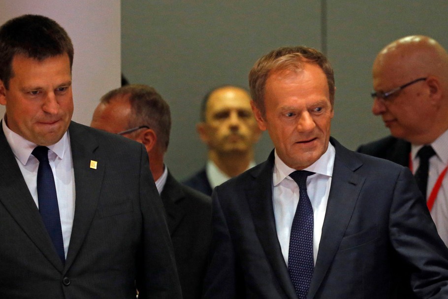 Szef Rady Europejskiej Donald Tusk i premier Estonii Juri Ratas