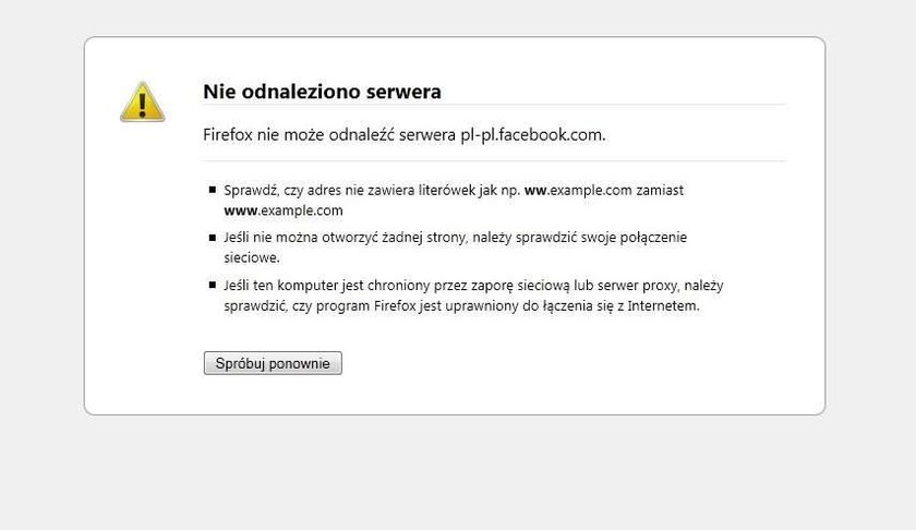 Dziś dzien grozy! Nie działał Facebook!