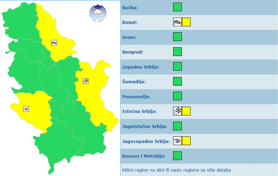 Meteoalarm za subotu