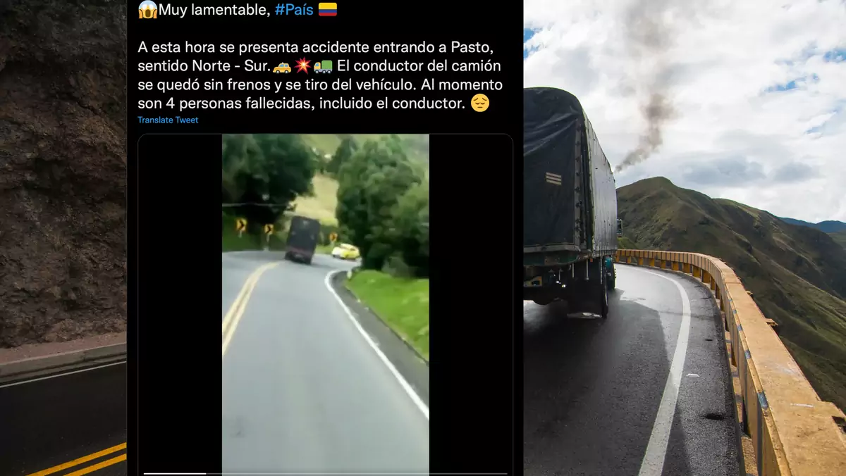 W Kolumbii kierowca uszkodzonej ciężarówki, ratując się przed wypadkiem, wyskoczył z kabiny pojazdu