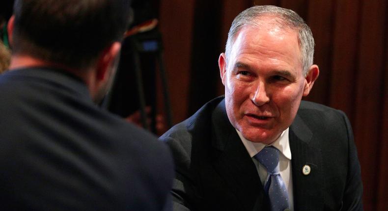 Scott Pruitt, administrator of the Environmental Protection Agency (EPA), greets employees of the agency in Washington, U.S., February 21, 2017.