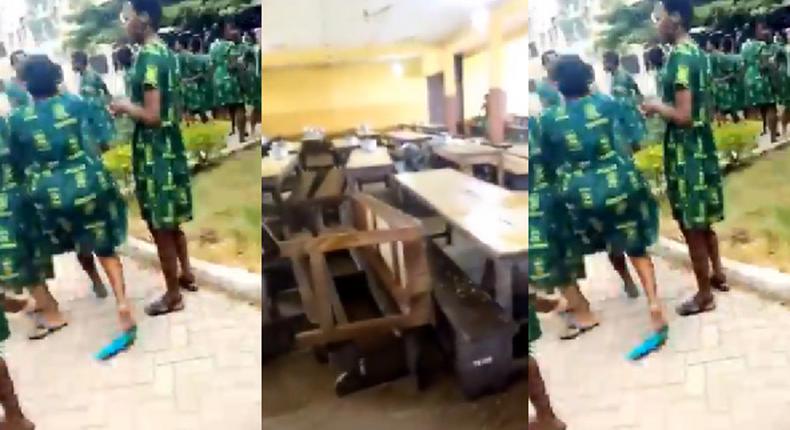 Angry students of Tweneboa Koduah SHS destroy school properties over difficult WASSCE science exam (video)