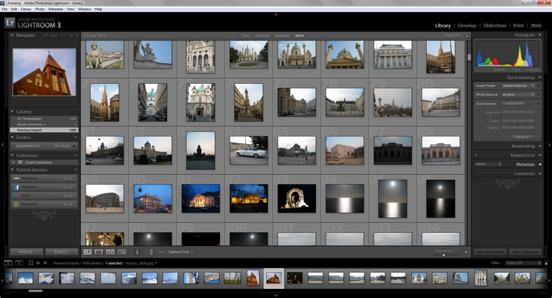 Interfejs Adobe Photoshop Lightroom trzeciej generacji (wersja 3.6)...