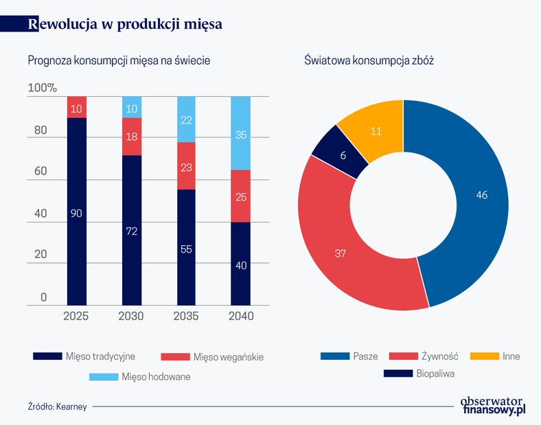 Rewolucja w produkcji mięsa (graf. Obserwator Finansowy)