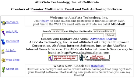 AltaVista w roku 1997. Źródło: archive.org