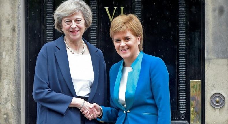 British Prime Minister Theresa May (left) and Scotland's First Minister Nicola Sturgeon pictured in Edinburgh in July 2016