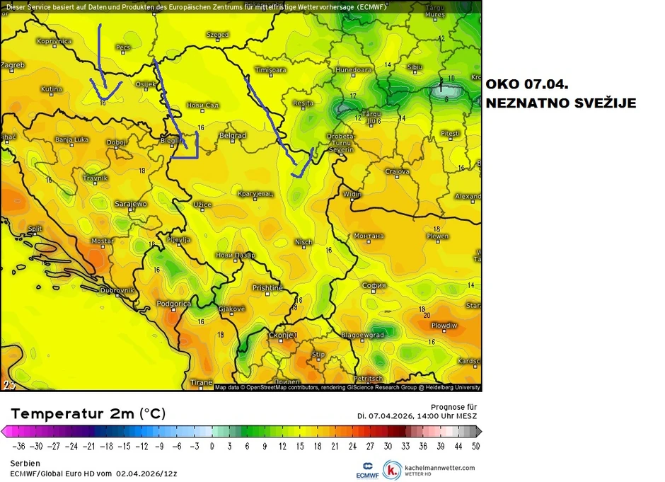Oko 7. aprila Čubrilo očekuje manji pad temperature