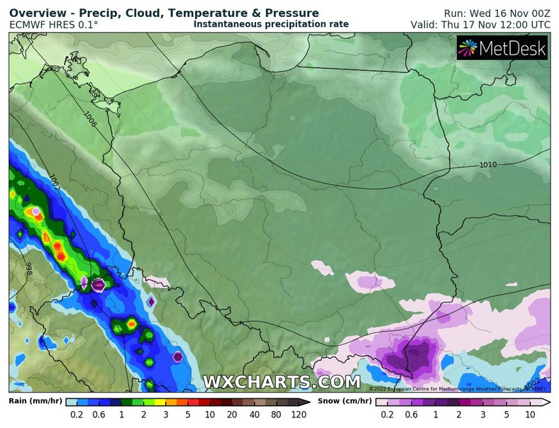 Miejscami popada deszcz albo śnieg, ale nie będą to silne opady