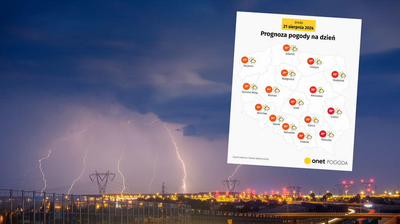 Załamanie pogody coraz bliżej Polski. Środa z kolejną porcją burz i ulew (screen: Onet Pogoda)