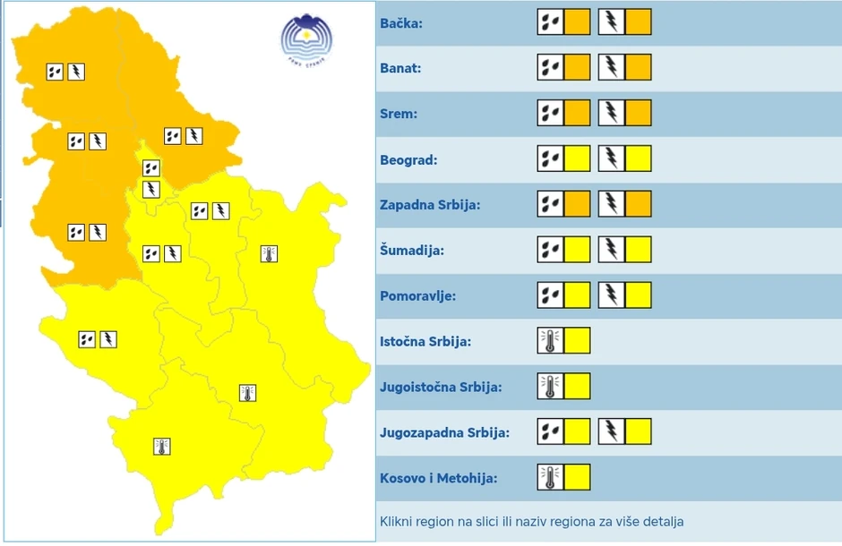 Na snazi su "žuti" i "narandžasti" meteoalarm zbog tri opasne pojave