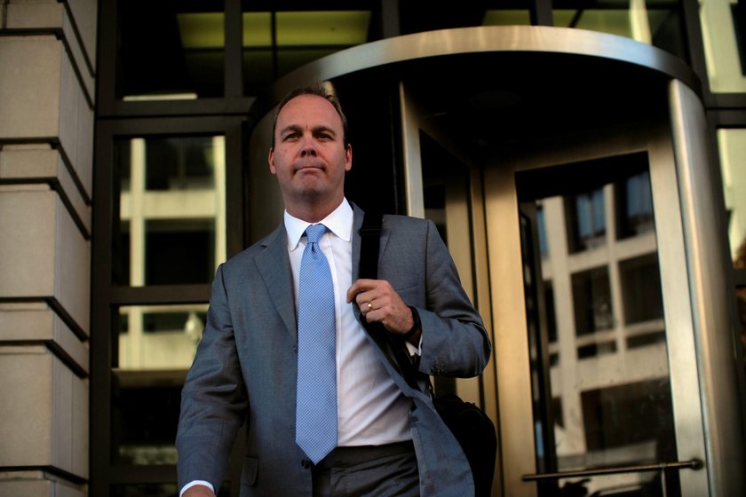 FILE PHOTO: Former Trump campaign aide Rick Gates depats after bond hearing at U.S. District Court i