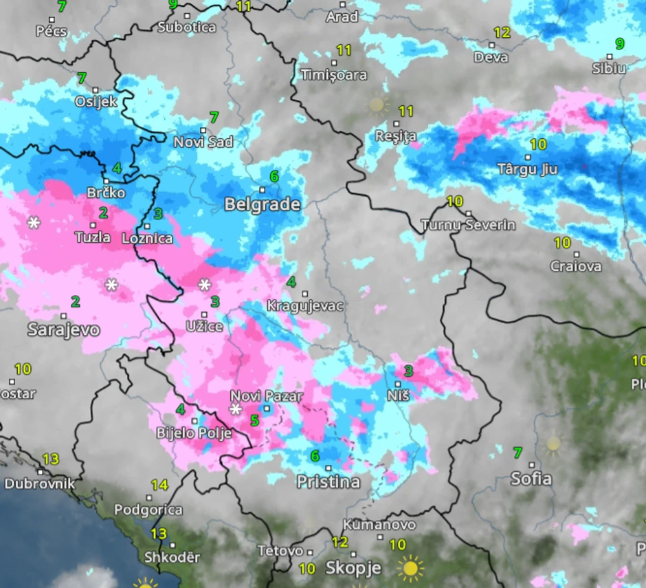 Kretanje nevremena u 12 sati