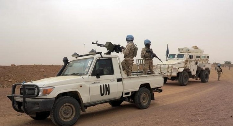 UN peacekeepers patrol in Kidal, Mali, July 23, 2015.  REUTERS/Adama Diarra